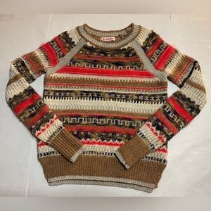 Juicy Couture Multicolor Crewneck Sweater Sz S Fall Luxury Holiday Gold